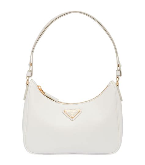 prada re edition saffiano leather white|Prada saffiano shoulder bag review.